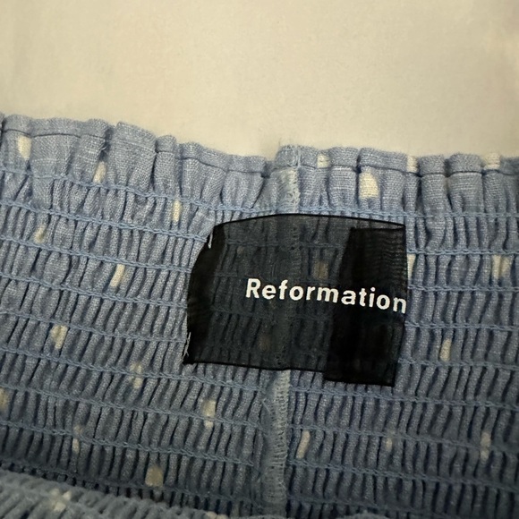 Reformation Polka Dot Linen Smocked Tank Top - Picture 4 of 5